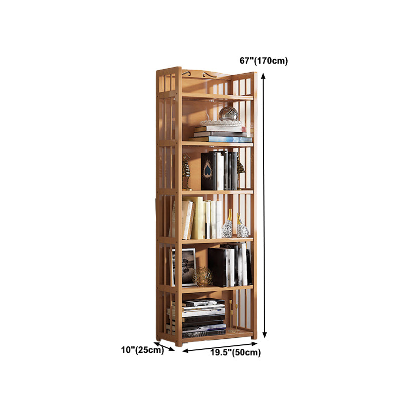 10" D Geometry Bamboo Bookshelf Modern Style Bookcase for Bedroom
