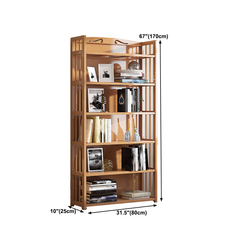 10" D Geometry Bamboo Bookshelf Modern Style Bookcase for Bedroom