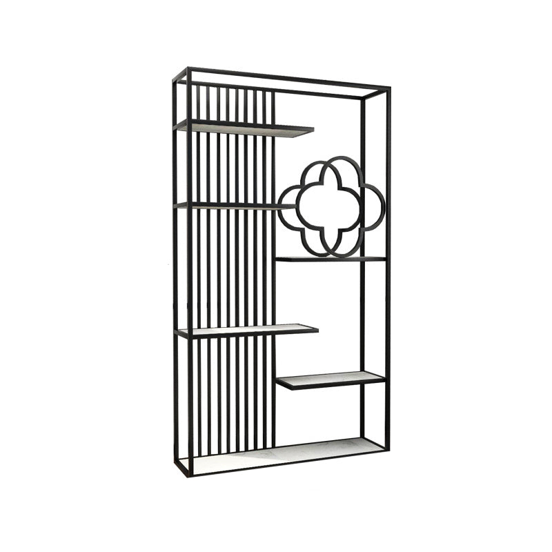 12" D Black / Gold Bookshelf Modern Iron Frame Open Storage Bookcase with Multi Shelves