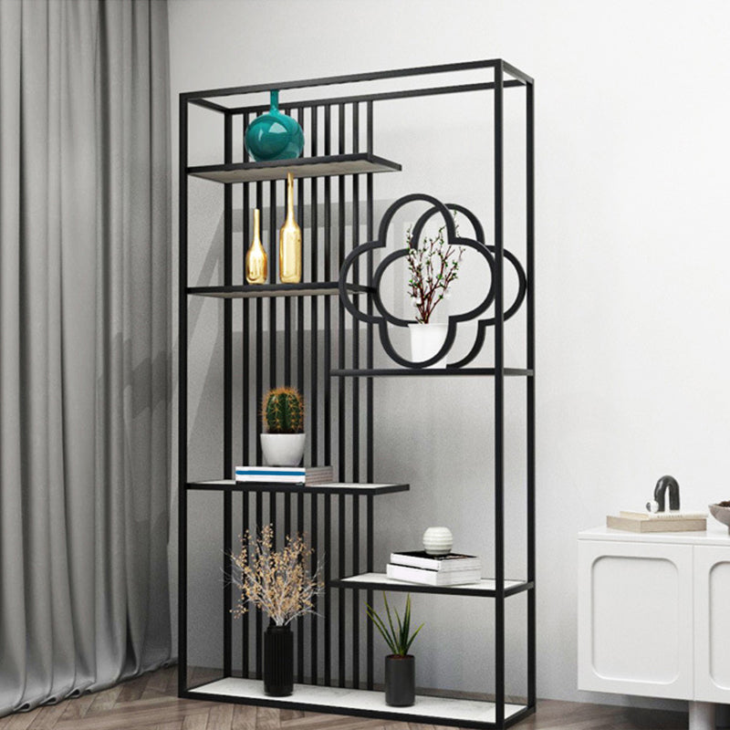 12" D Black / Gold Bookshelf Modern Iron Frame Open Storage Bookcase with Multi Shelves