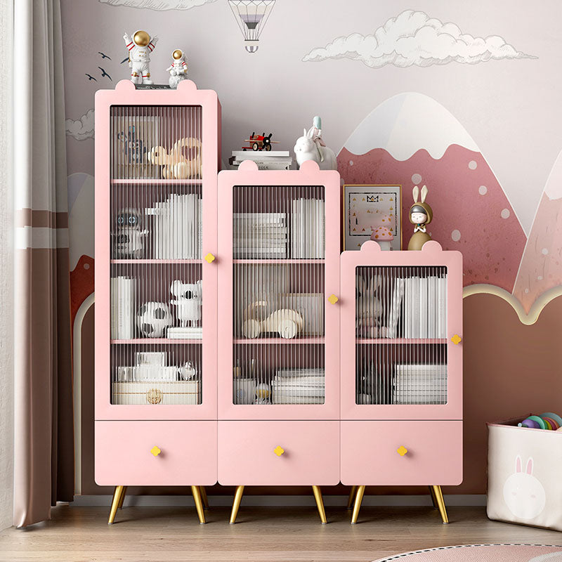 14" D Wooden Bookshelf Modern Closed Storage Bookcase with Drawer and Door