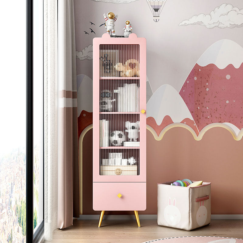 14" D Wooden Bookshelf Modern Closed Storage Bookcase with Drawer and Door