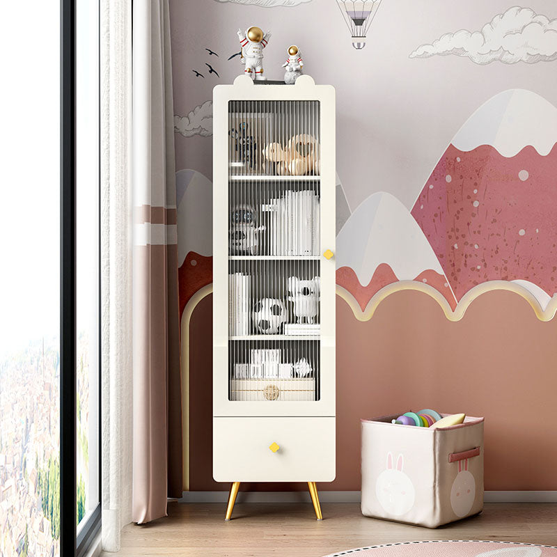 14" D Wooden Bookshelf Modern Closed Storage Bookcase with Drawer and Door