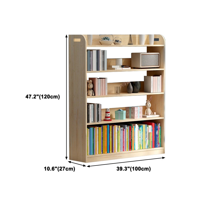 10.6" D Solid Wood Bookshelf Modern Open Storage Bookcase with Multi Shelves