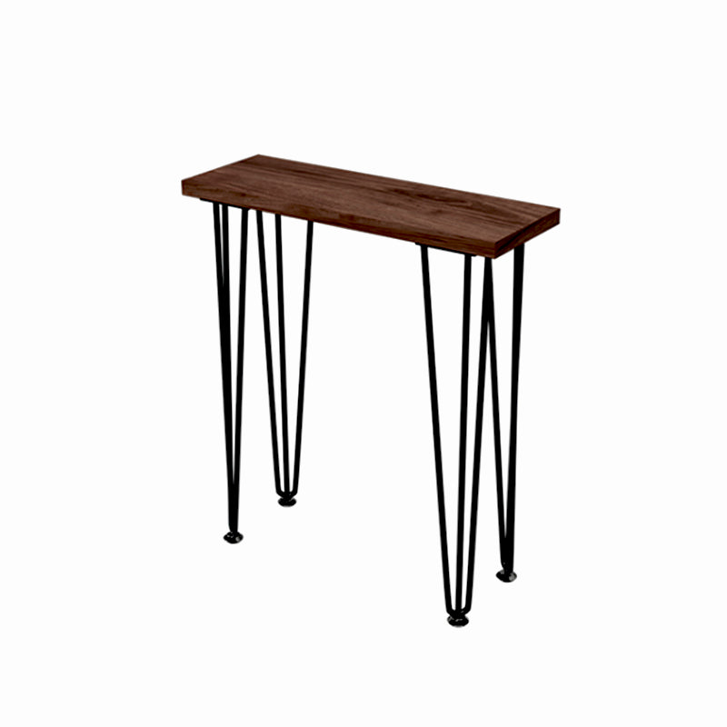31.5" H Solid Wood Top Console Table with Metal Legs Mid-Century Modern