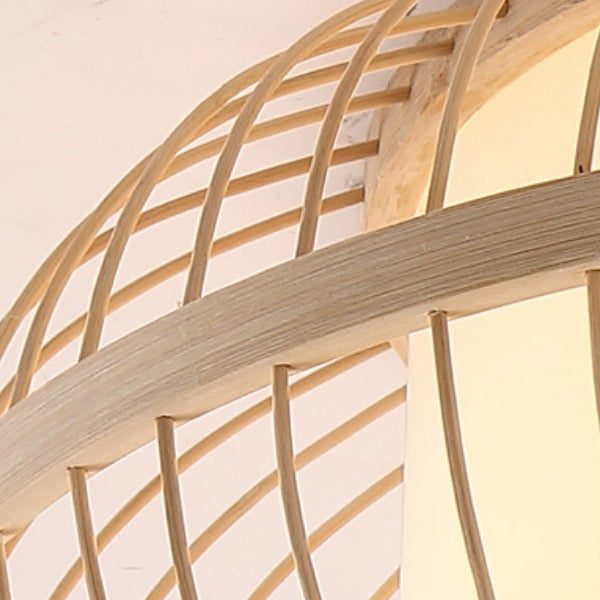 Log Color Ceiling Light Wooden Geometric Flush Mount for Bedroom