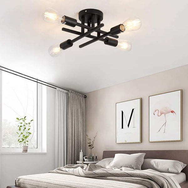 Industrial Retro Semi Flush Mount Sputnik Ceiling Light for Interior Spaces