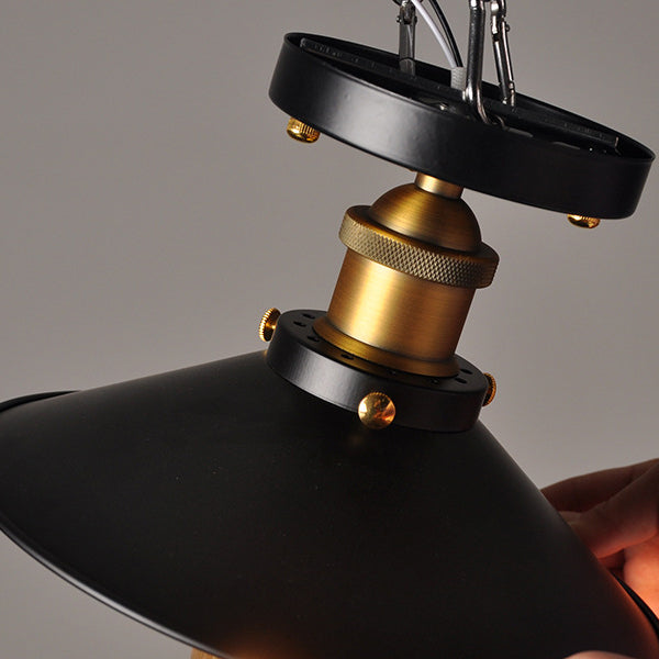 Industrial Retro Iron Ceiling Light Cone Shape Flush Mount in Black