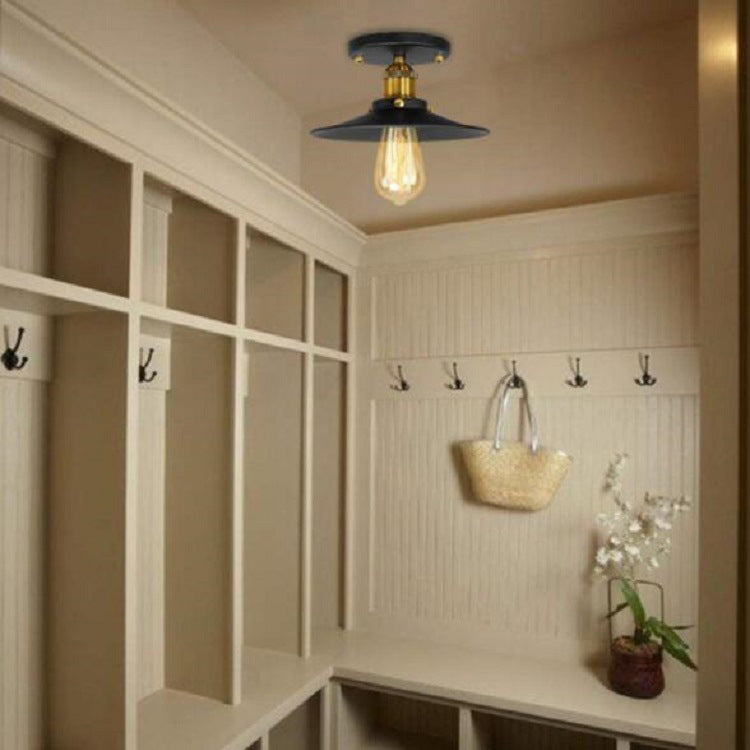 Industrial Retro Iron Ceiling Light Cone Shape Flush Mount in Black