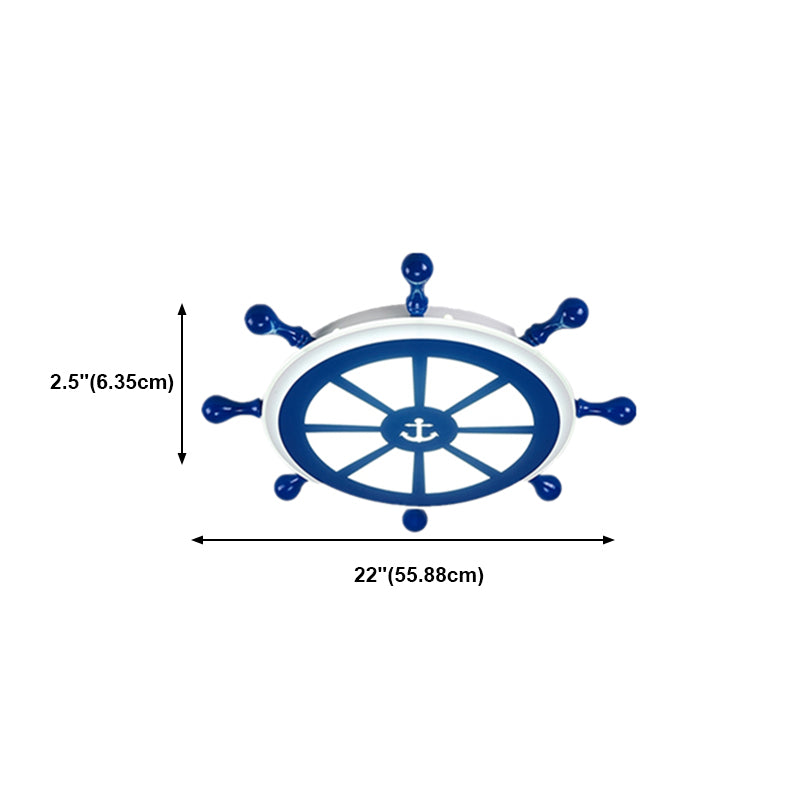 Blue LED Ceiling Light in Kids Style Circular Flush Mount with Acrylic Shade