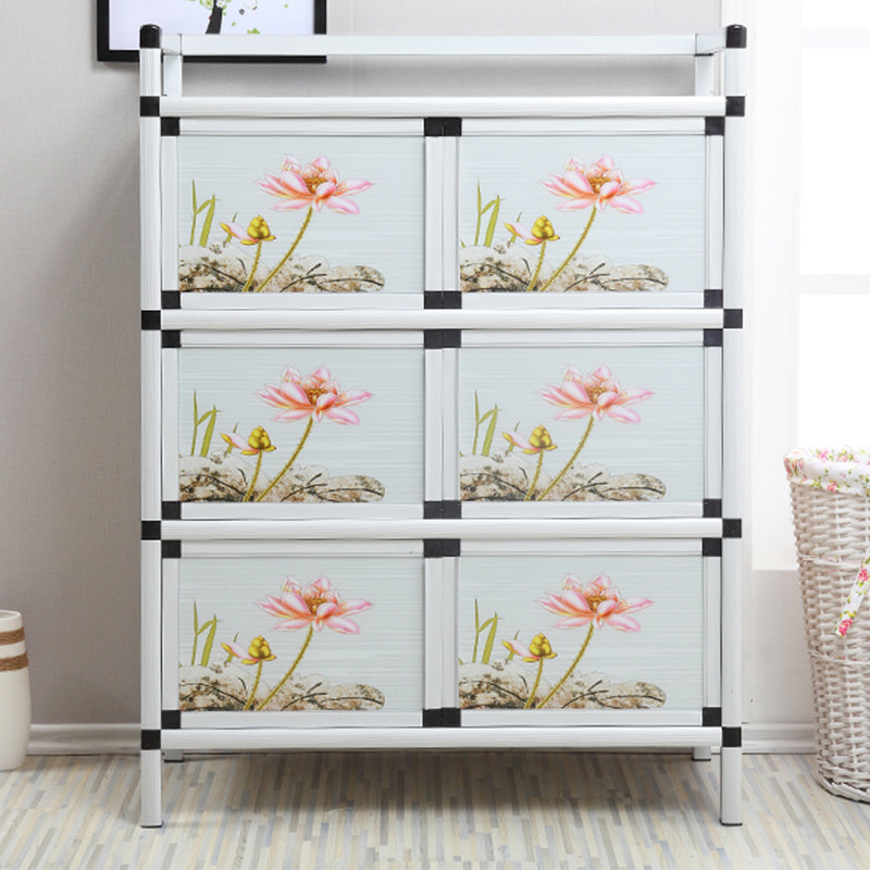 Modern Metal Sideboard Tempered Glass Doors Cabinets Server for Dining Room