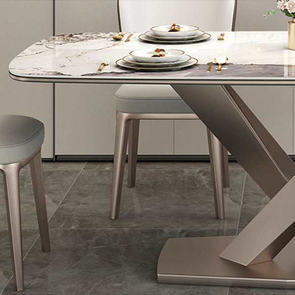Traditional Luxury Pedestal Furniture Stone Dining Table for Dining Room