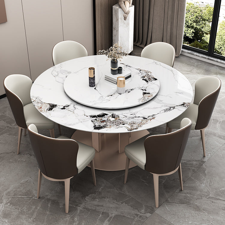 Round Stone Dining Room Table Traditional Luxury Table with Pedestal Casual