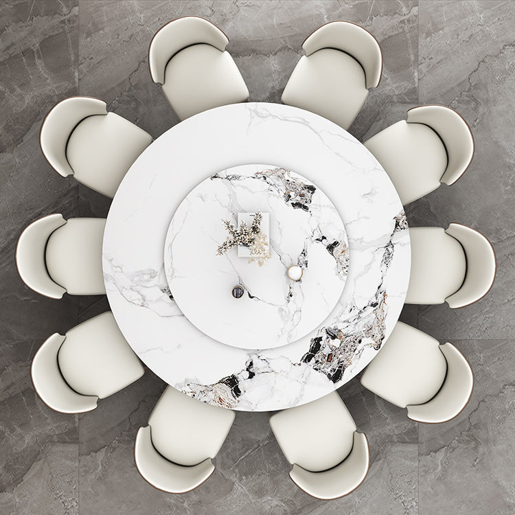 Round Stone Dining Room Table Traditional Luxury Table with Pedestal Casual