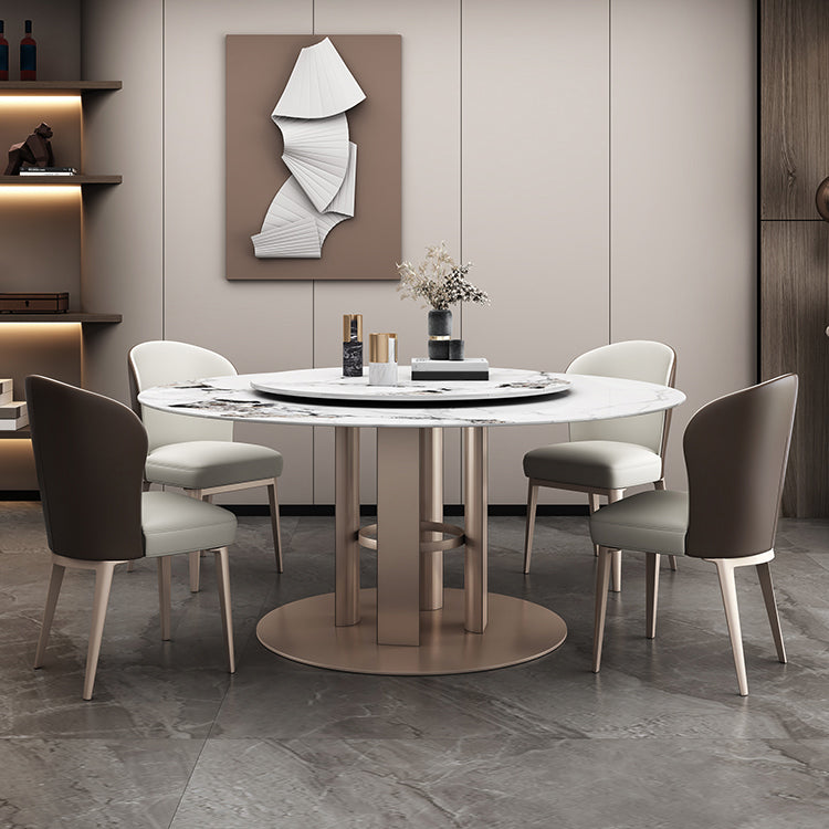 Round Stone Dining Room Table Traditional Luxury Table with Pedestal Casual