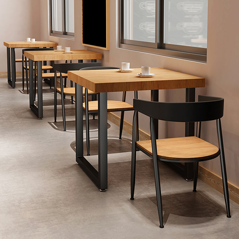 Square Wooden Dining Table Industrial Sled Base Dining Table