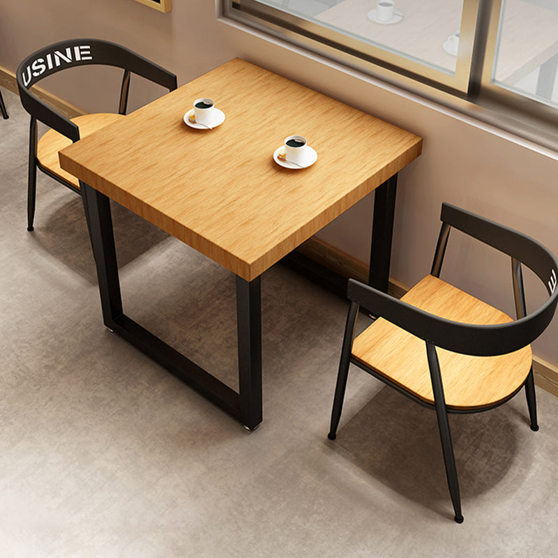 Square Wooden Dining Table Industrial Sled Base Dining Table