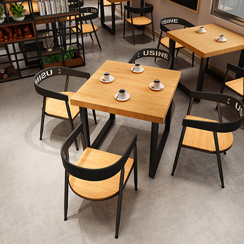 Square Wooden Dining Table Industrial Sled Base Dining Table