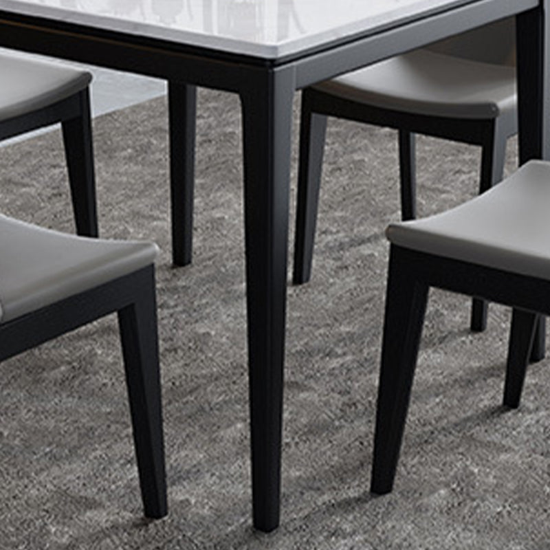 Square White Top Dining Table Industrial 4 Legs Dining Table with Black Frame