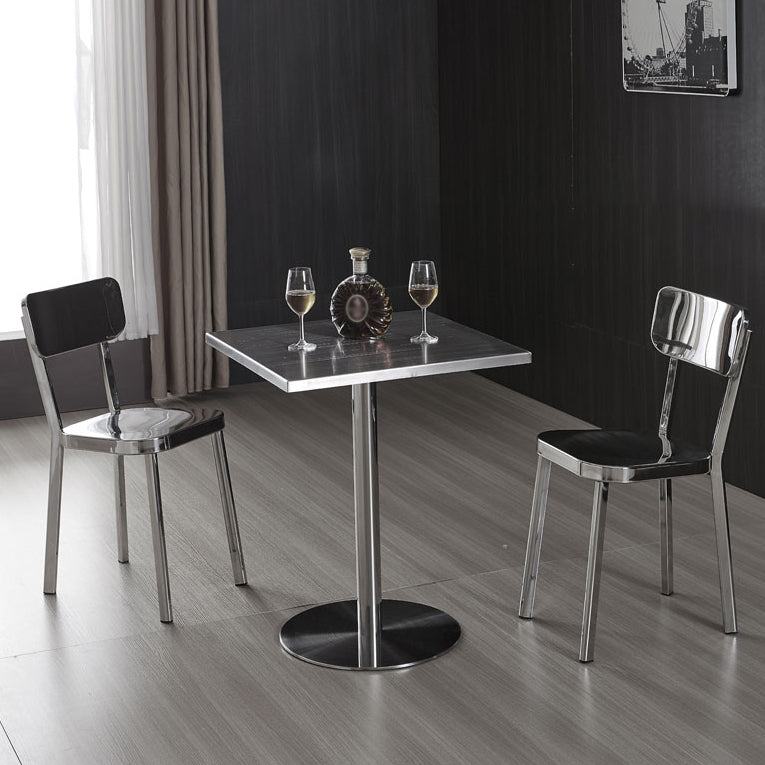 Metal Industrial Square Dining Table Stainless Steel Table for Kitchen and Dining Room