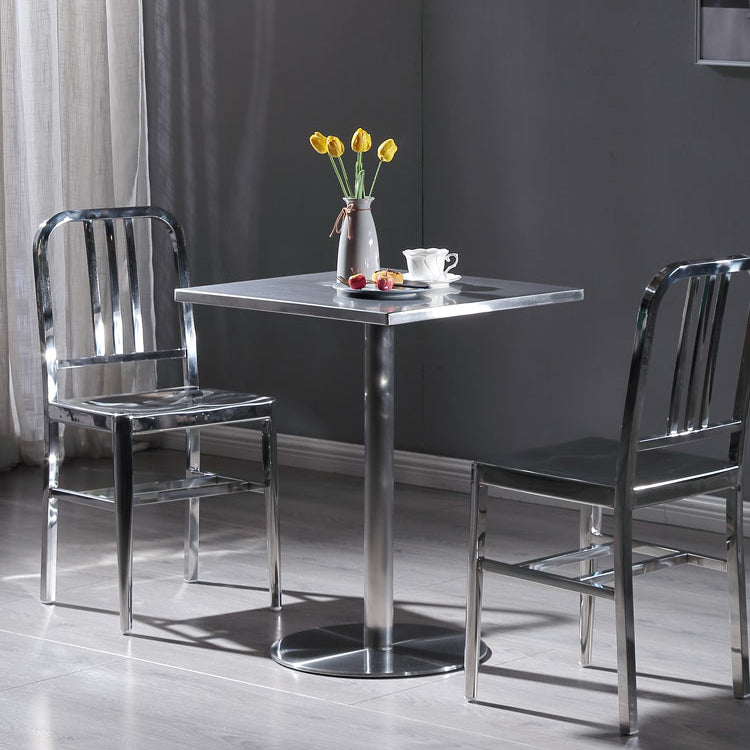 Metal Industrial Square Dining Table Stainless Steel Table for Kitchen and Dining Room