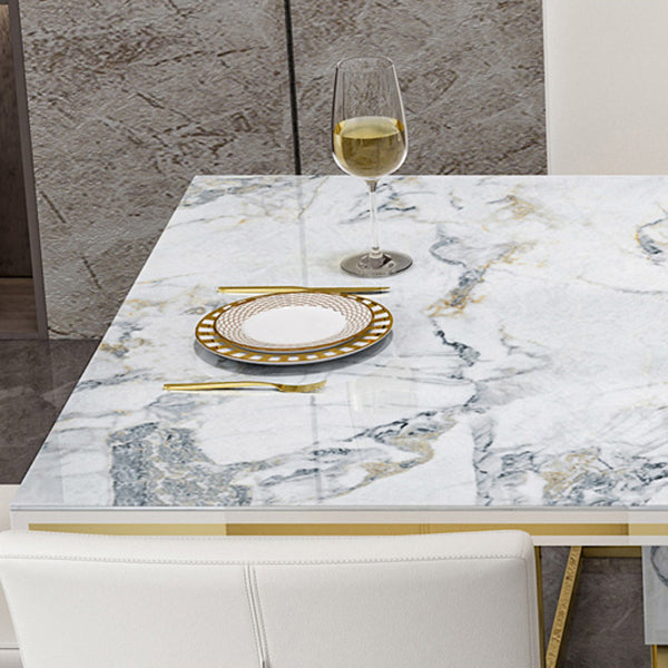 Luxury Sintered Stone Top Table Rectangle Table with Gold Pedestal