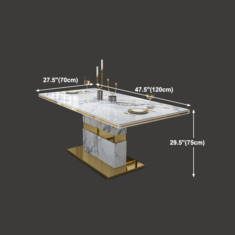 Luxury Sintered Stone Top Table Rectangle Table with Gold Pedestal
