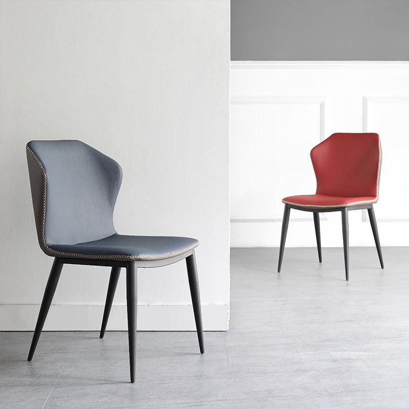 Modern Leather Home Side Chair Matte Finish Wingback Dining Chair