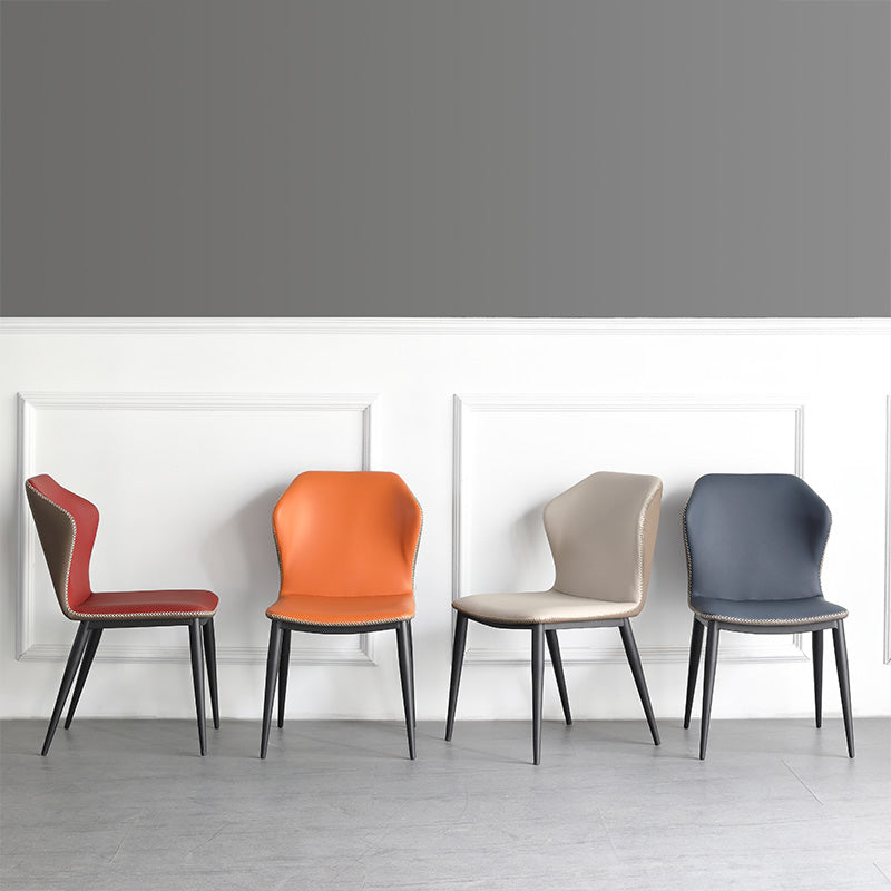 Modern Leather Home Side Chair Matte Finish Wingback Dining Chair