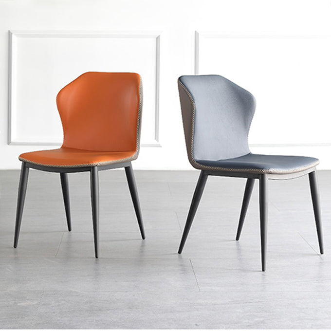 Modern Leather Home Side Chair Matte Finish Wingback Dining Chair