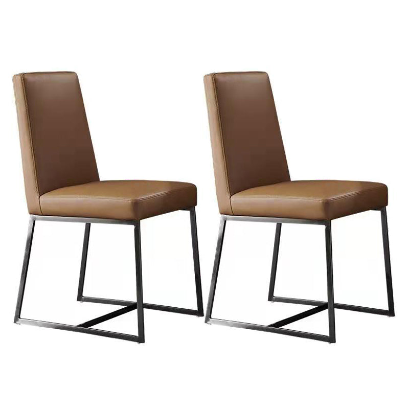 Leather Matte Finish Dining Chair Contemporary Home Solid Back Side Chair