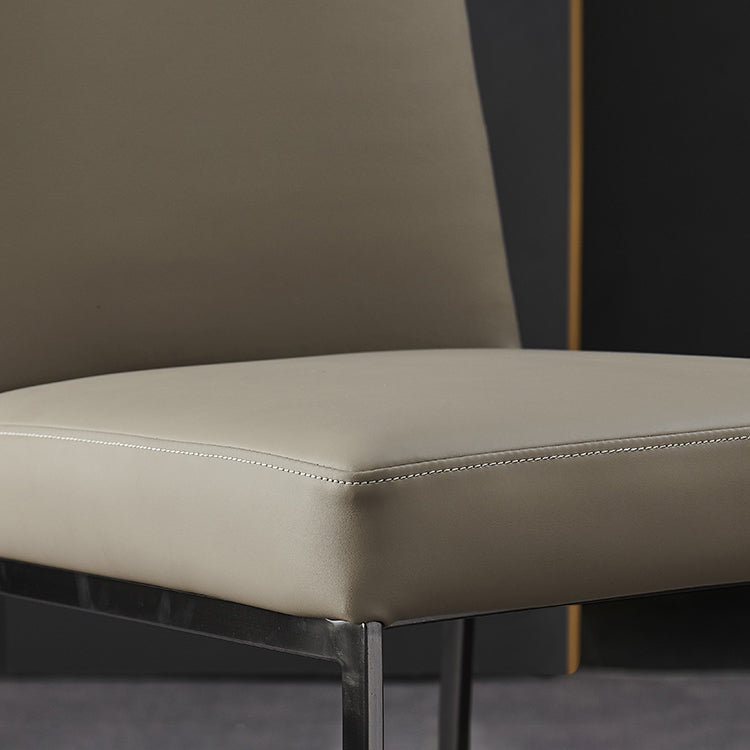 Leather Matte Finish Dining Chair Contemporary Home Solid Back Side Chair