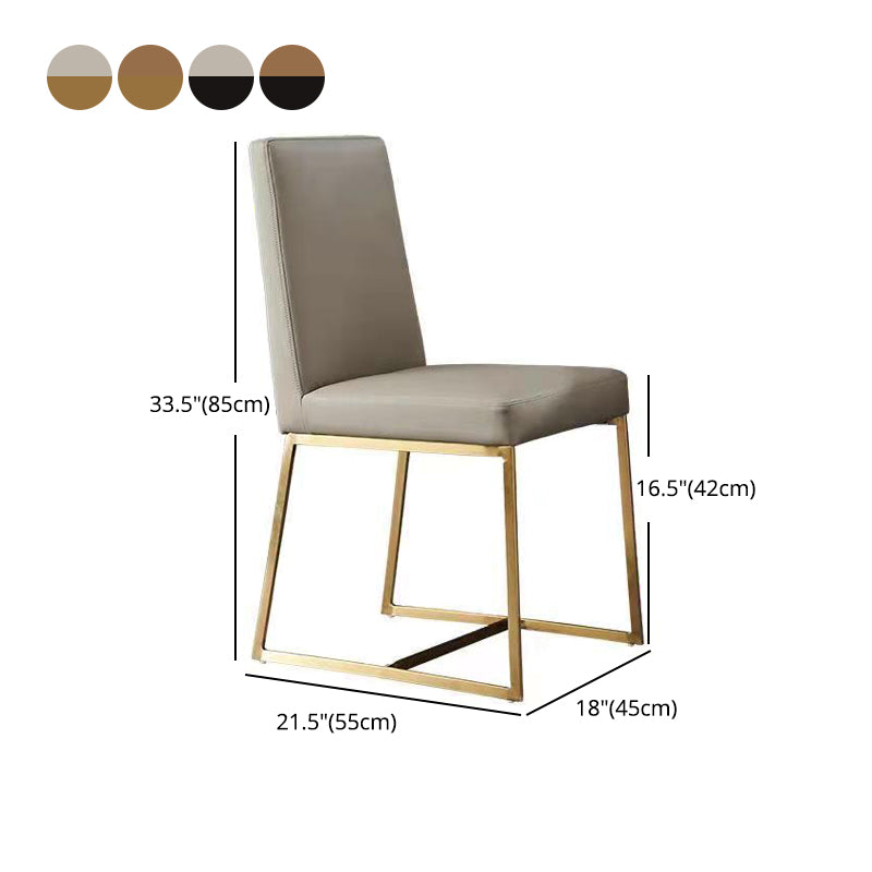 Leather Matte Finish Dining Chair Contemporary Home Solid Back Side Chair