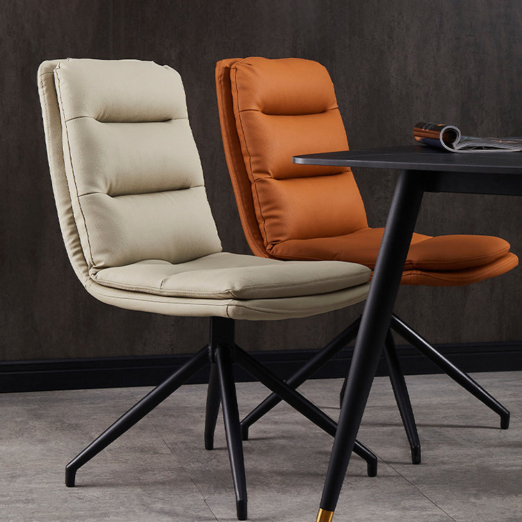 Contemporary Dining Room Side Chairs Matte Finish Leather Parsons Armless Chair