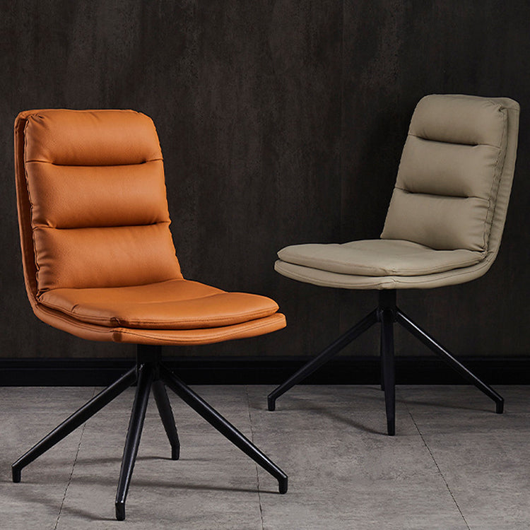 Contemporary Dining Room Side Chairs Matte Finish Leather Parsons Armless Chair