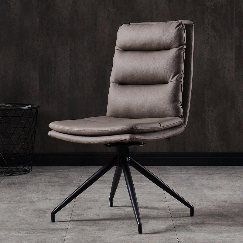 Contemporary Dining Room Side Chairs Matte Finish Leather Parsons Armless Chair