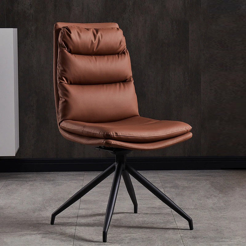 Contemporary Dining Room Side Chairs Matte Finish Leather Parsons Armless Chair