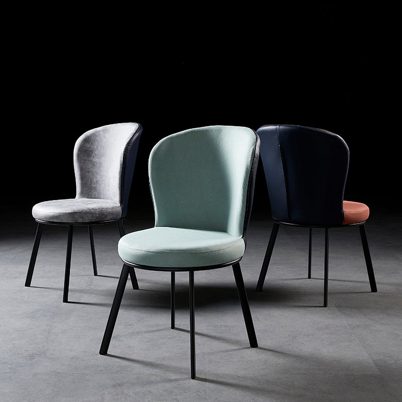 Industrial Style Upholstered Dining Chairs Solid Back Armless Dining Chair