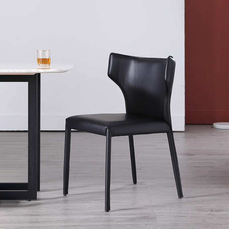 Designer Style Hotel Wingback Chair Leather Matte Finish Dining Chair