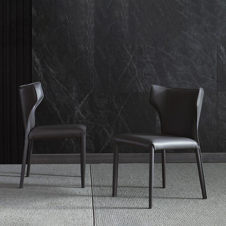 Designer Style Hotel Wingback Chair Leather Matte Finish Dining Chair