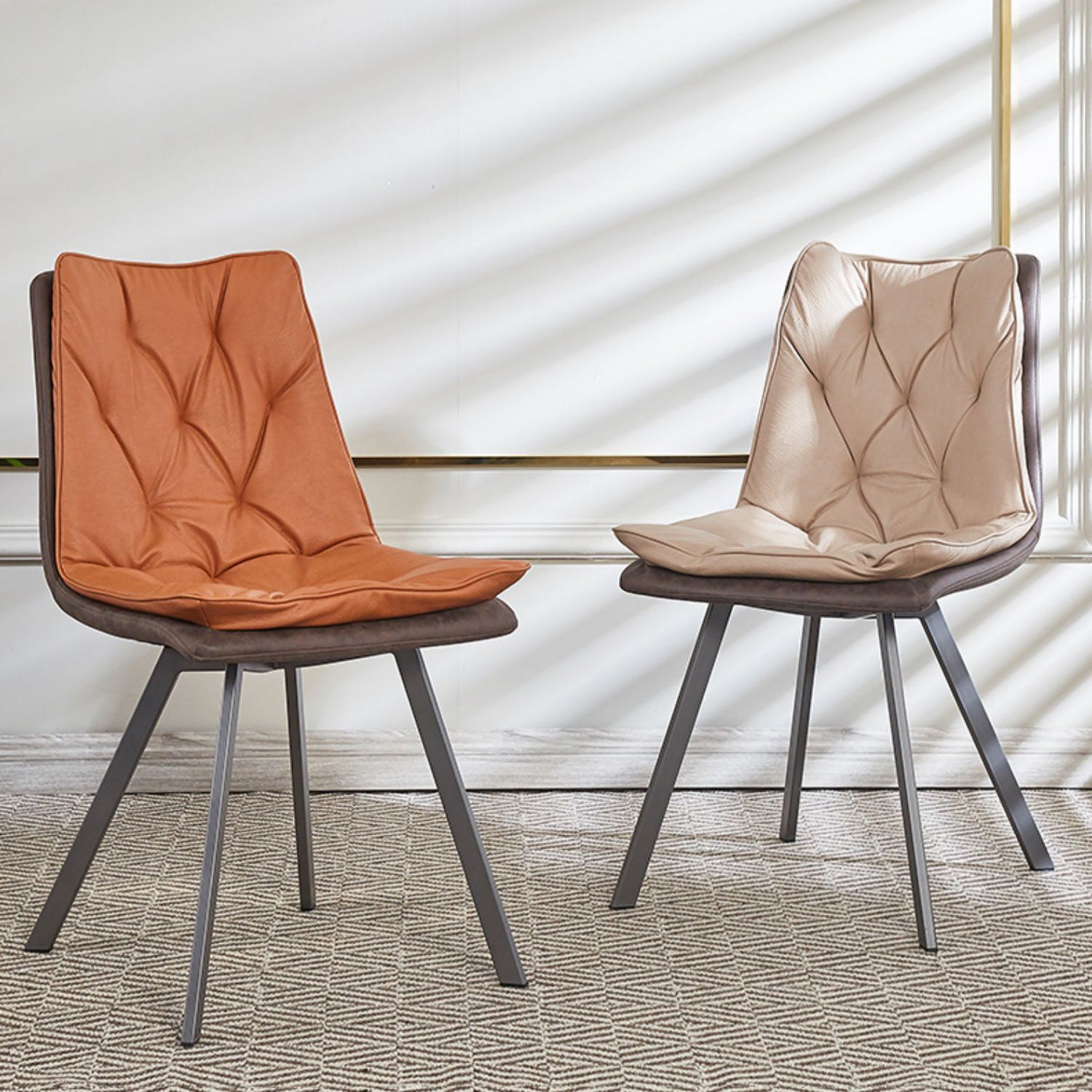 Matte Finish Leather Dining Chair Contemporary Home Solid Back Side Chair