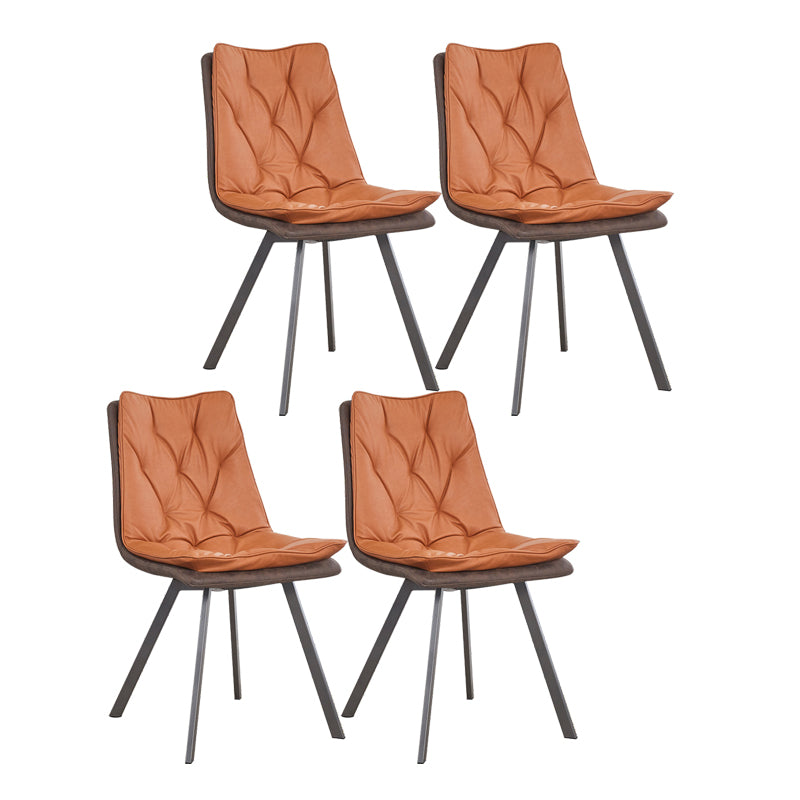 Matte Finish Leather Dining Chair Contemporary Home Solid Back Side Chair