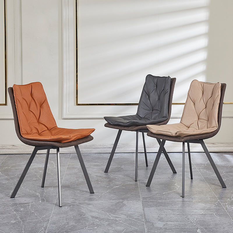 Matte Finish Leather Dining Chair Contemporary Home Solid Back Side Chair