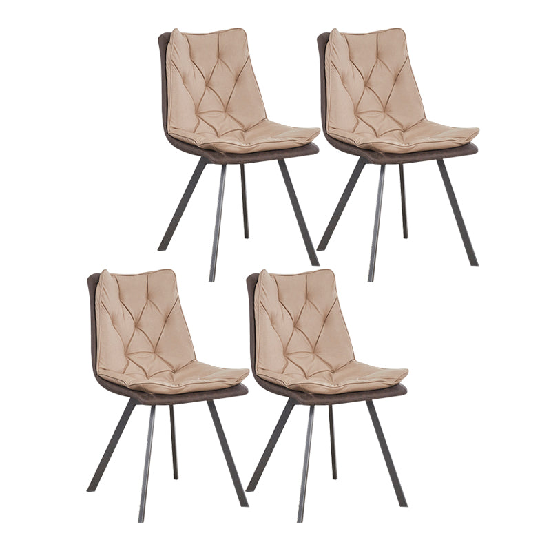 Matte Finish Leather Dining Chair Contemporary Home Solid Back Side Chair