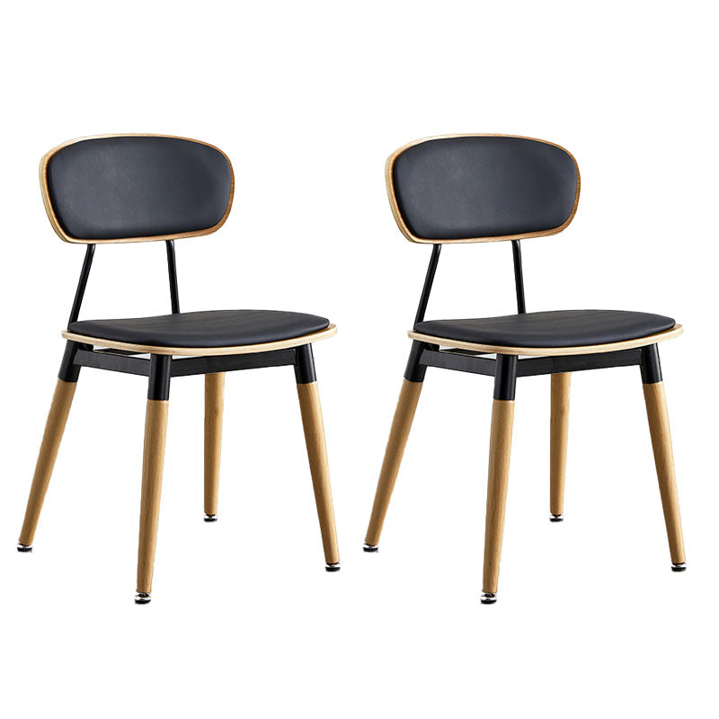 Scandinavian Open Back Dining Chairs Armless Wood Side Chairs