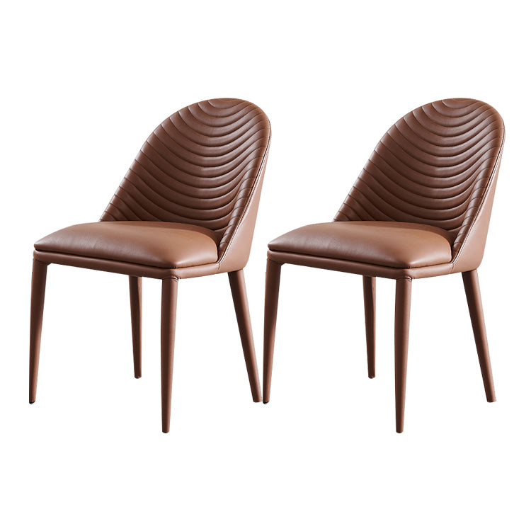 Designer Restaurant Parsons Chair Leather Matte Finish Dining Chair