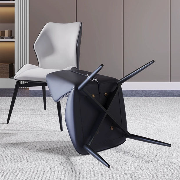 Modern Coffee Shop Wingback Chair Leather Matte Finish Dining Chair