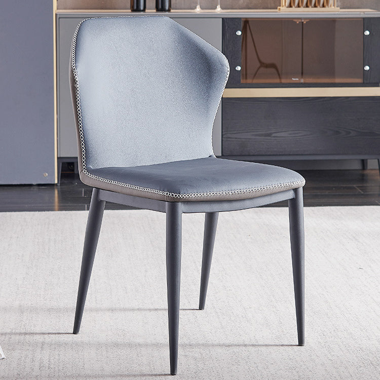 Contemporary Dining Room Chairs Matte Finish Leather Curved Parsons Side Chair