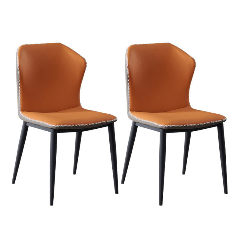 Contemporary Dining Room Chairs Matte Finish Leather Curved Parsons Side Chair