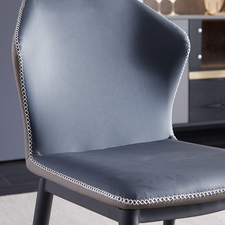 Contemporary Dining Room Chairs Matte Finish Leather Curved Parsons Side Chair